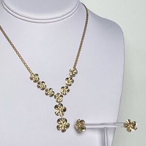 EUC Gold plated over SS Necklace and Earrings Set